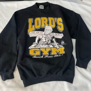 Vintage 1990 Lord's Gym His Pain Your Gain Jesus Crewneck Sweatshirt Sz Large 🔥
